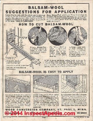 Balsam wool insulation installation instructions (C) InspectApedia.com - D.G. 